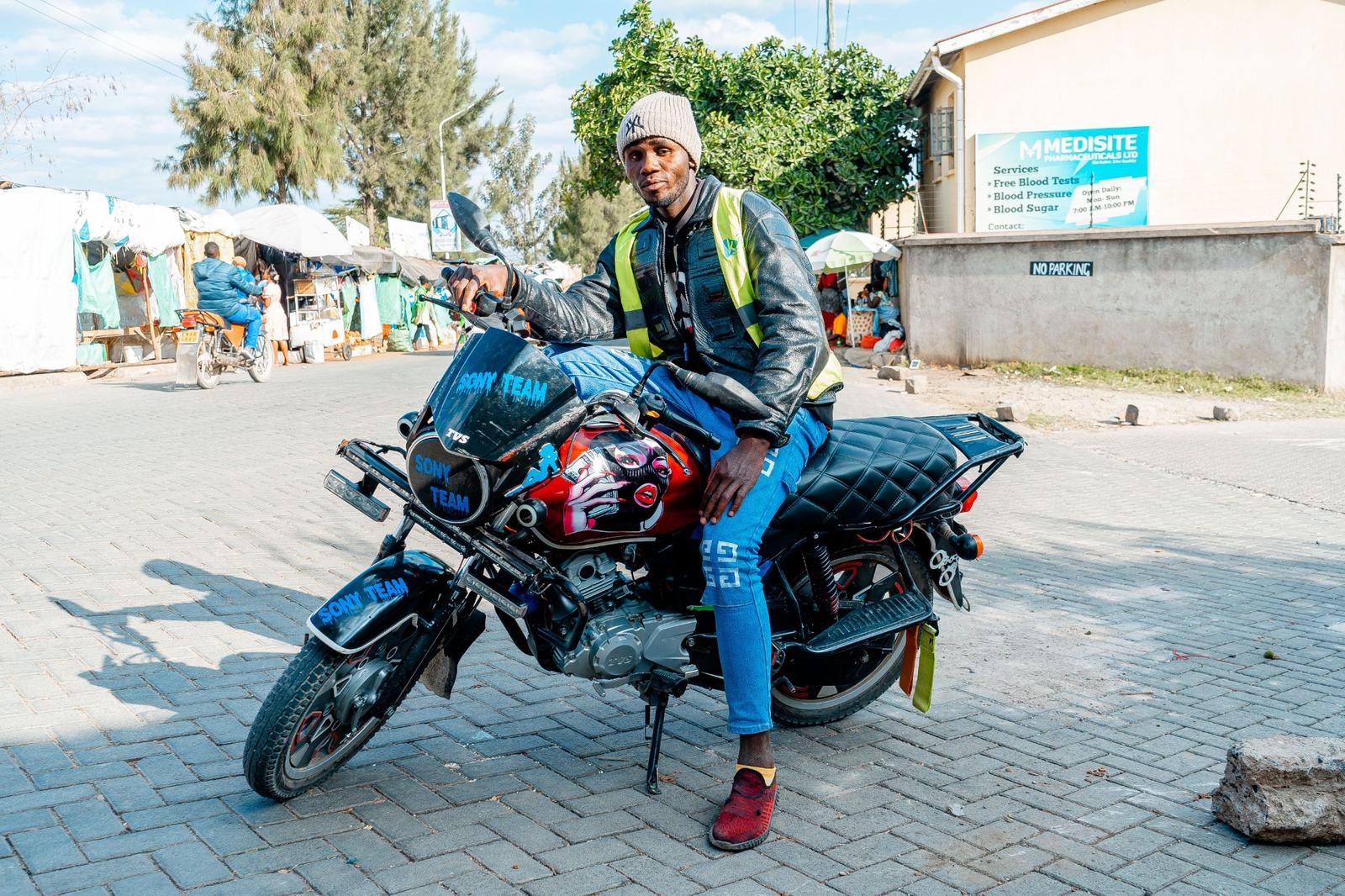 Boda rider on a motorcycle